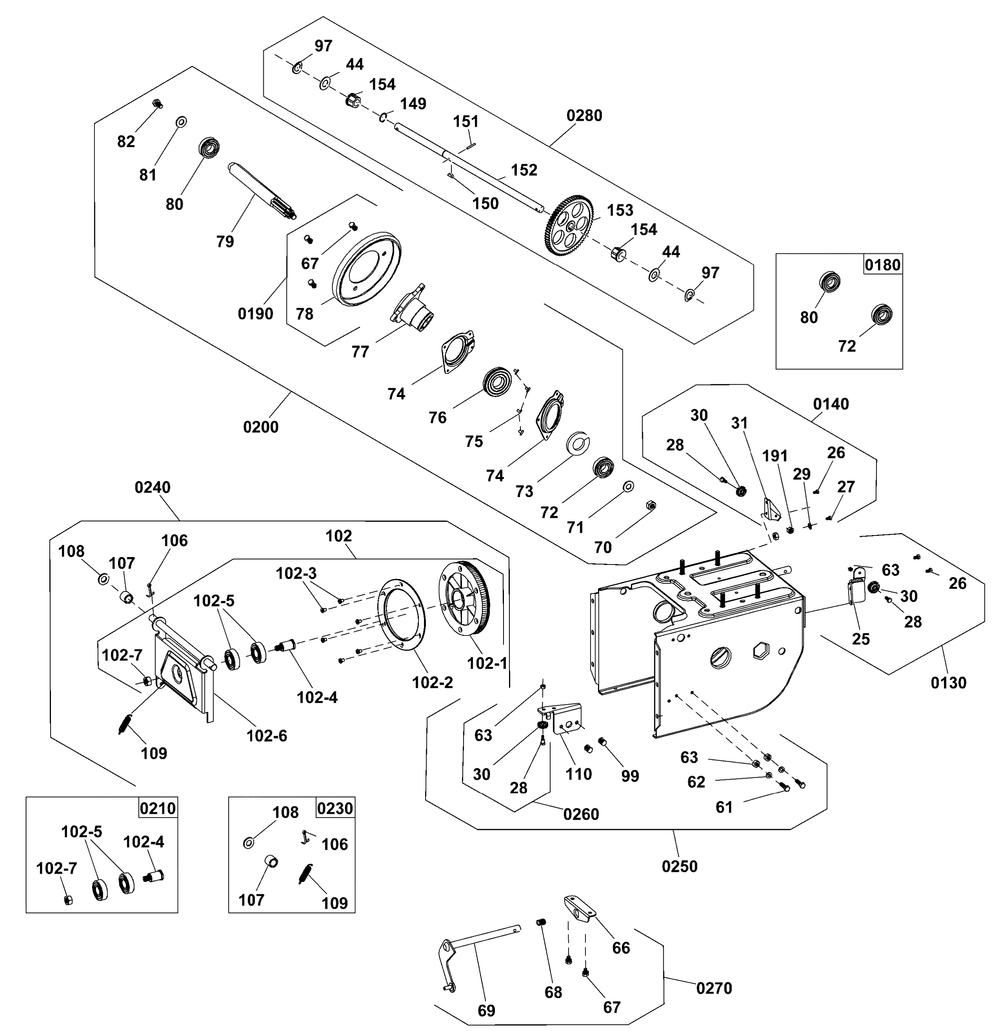 Traction Drive Group Diagram and Parts List for 1696610-00-1024LD 2016 Briggs and Stratton Snow Blower